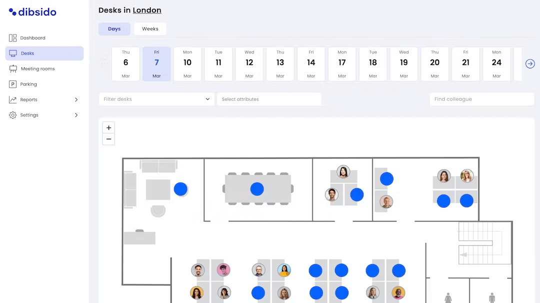 dibsido desk booking interface
