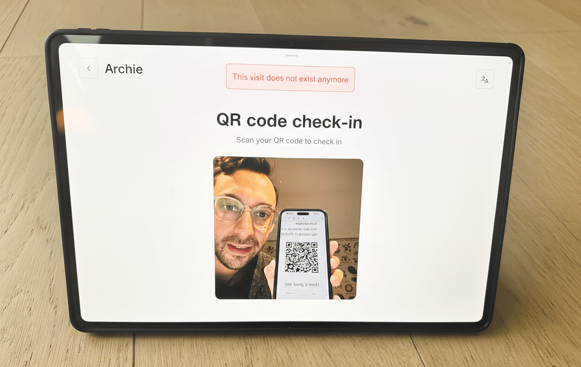 Archie QR code scan for pre-registered visits