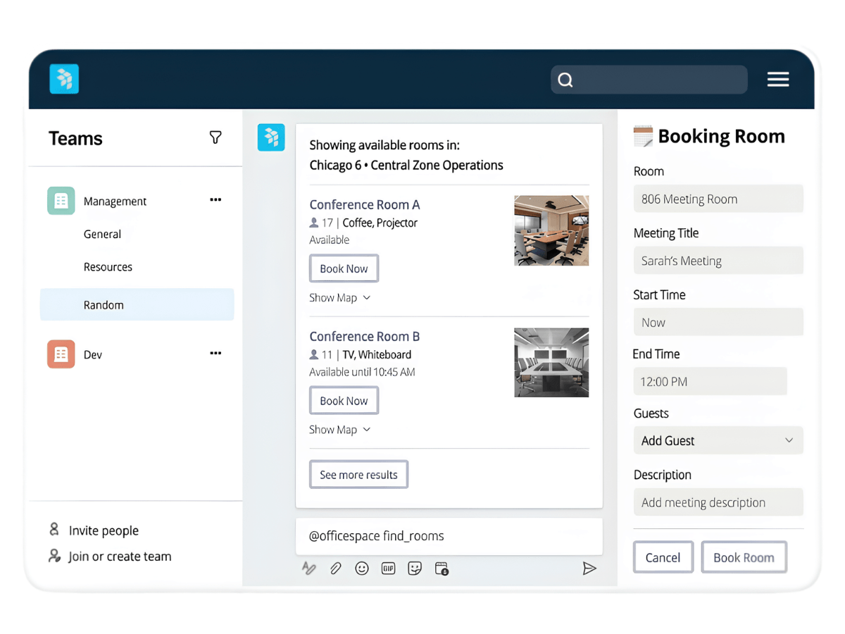 OfficeSpace meeting room booking software